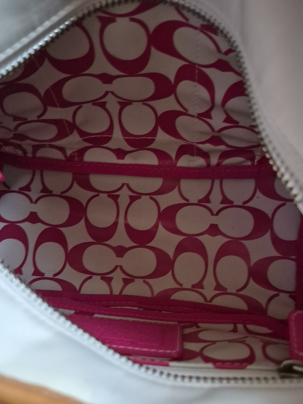 COACH Vintage Y2K Hamptons Weekend Mini Tote.  White With Pink Stripes. - Picture 6 of 9